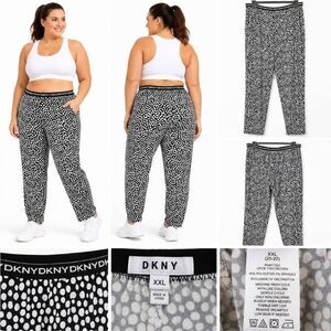 DKNY Sport Print Leggings XXL Black White Stretch Pants